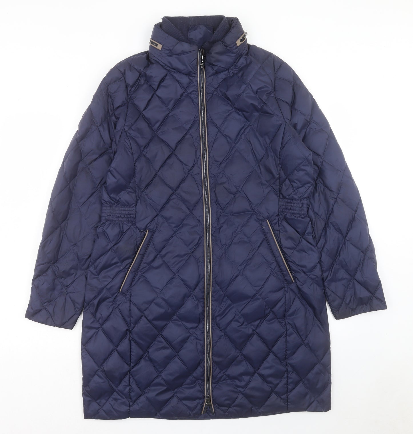 Per Una Womens Blue Quilted Coat Size 14 Zip