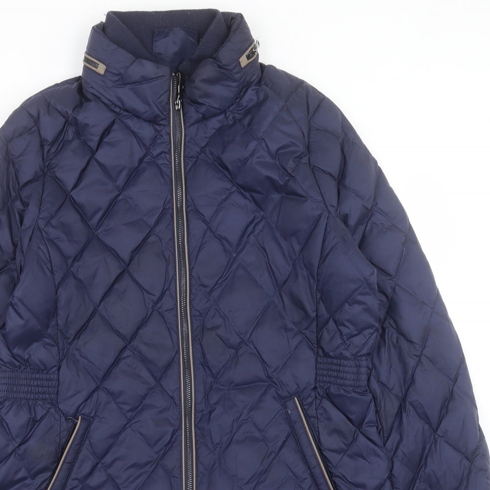 Per Una Womens Blue Quilted Coat Size 14 Zip