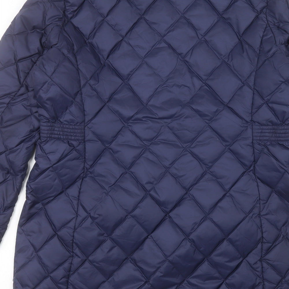 Per Una Womens Blue Quilted Coat Size 14 Zip