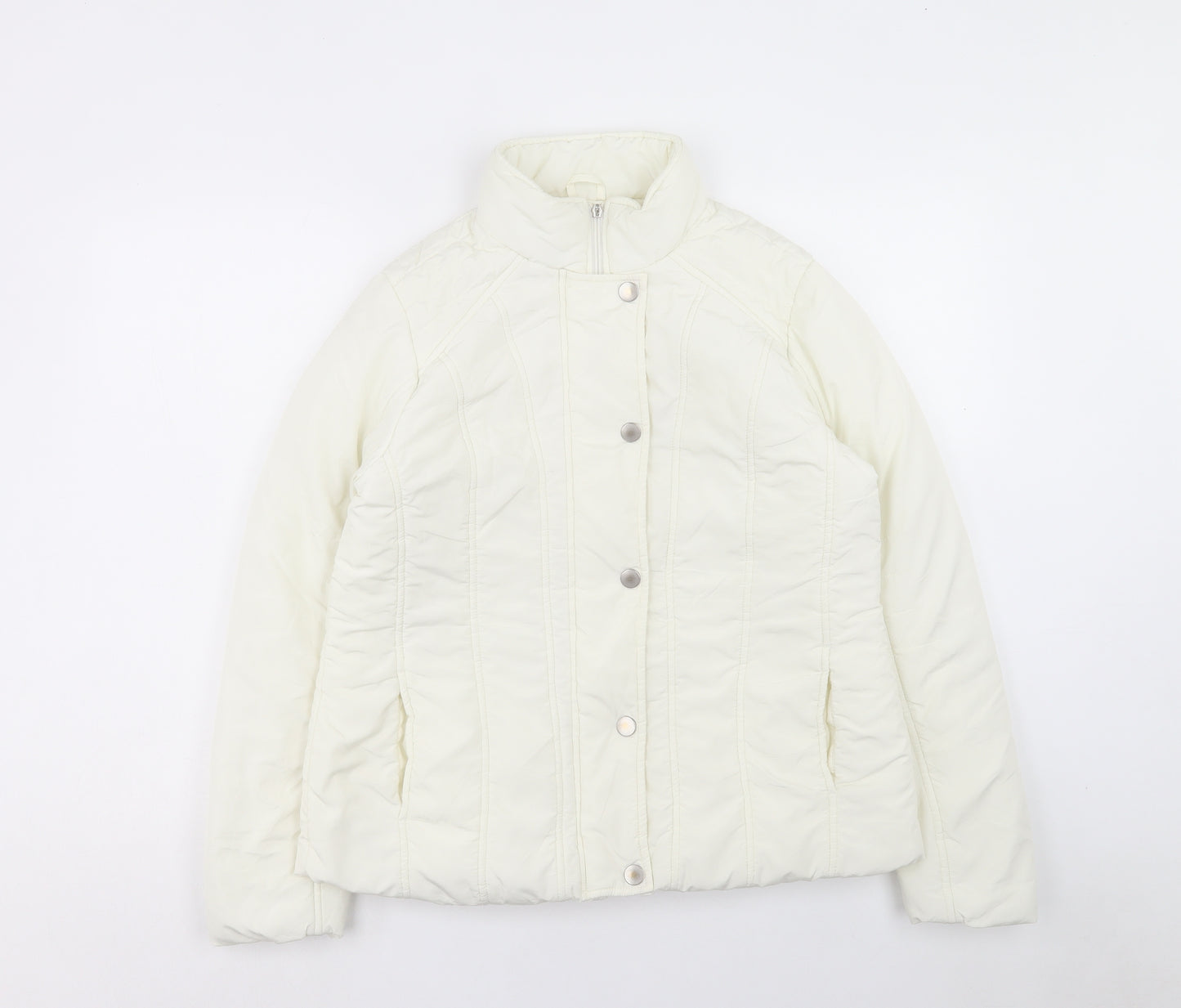 BHS Womens White Quilted Jacket Size 14 Zip