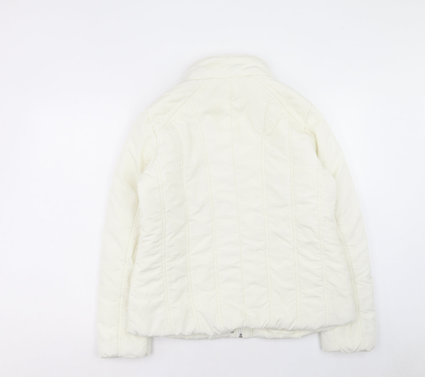 BHS Womens White Quilted Jacket Size 14 Zip