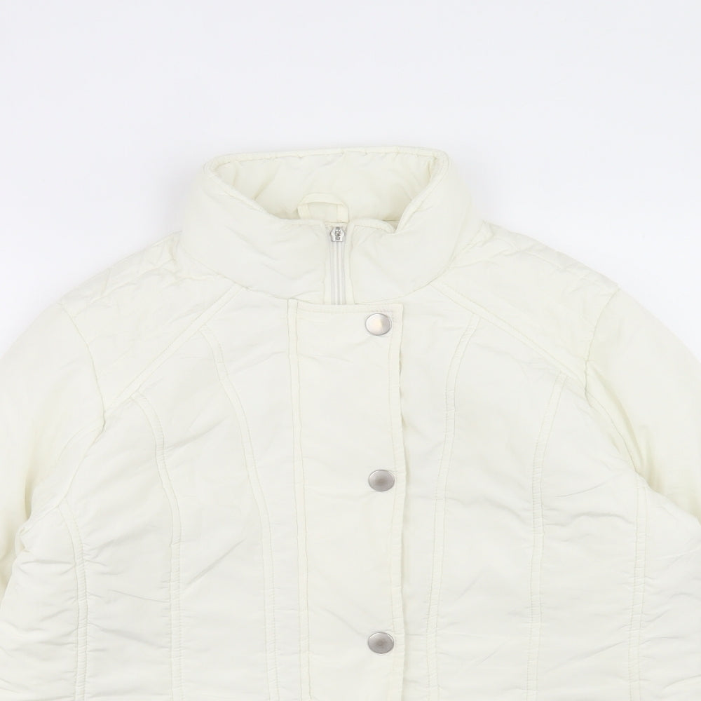 BHS Womens White Quilted Jacket Size 14 Zip