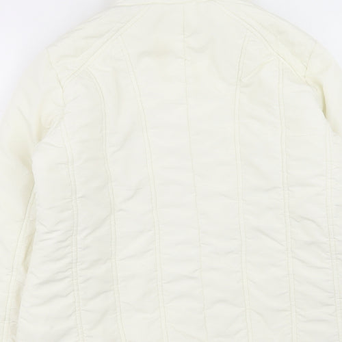 BHS Womens White Quilted Jacket Size 14 Zip