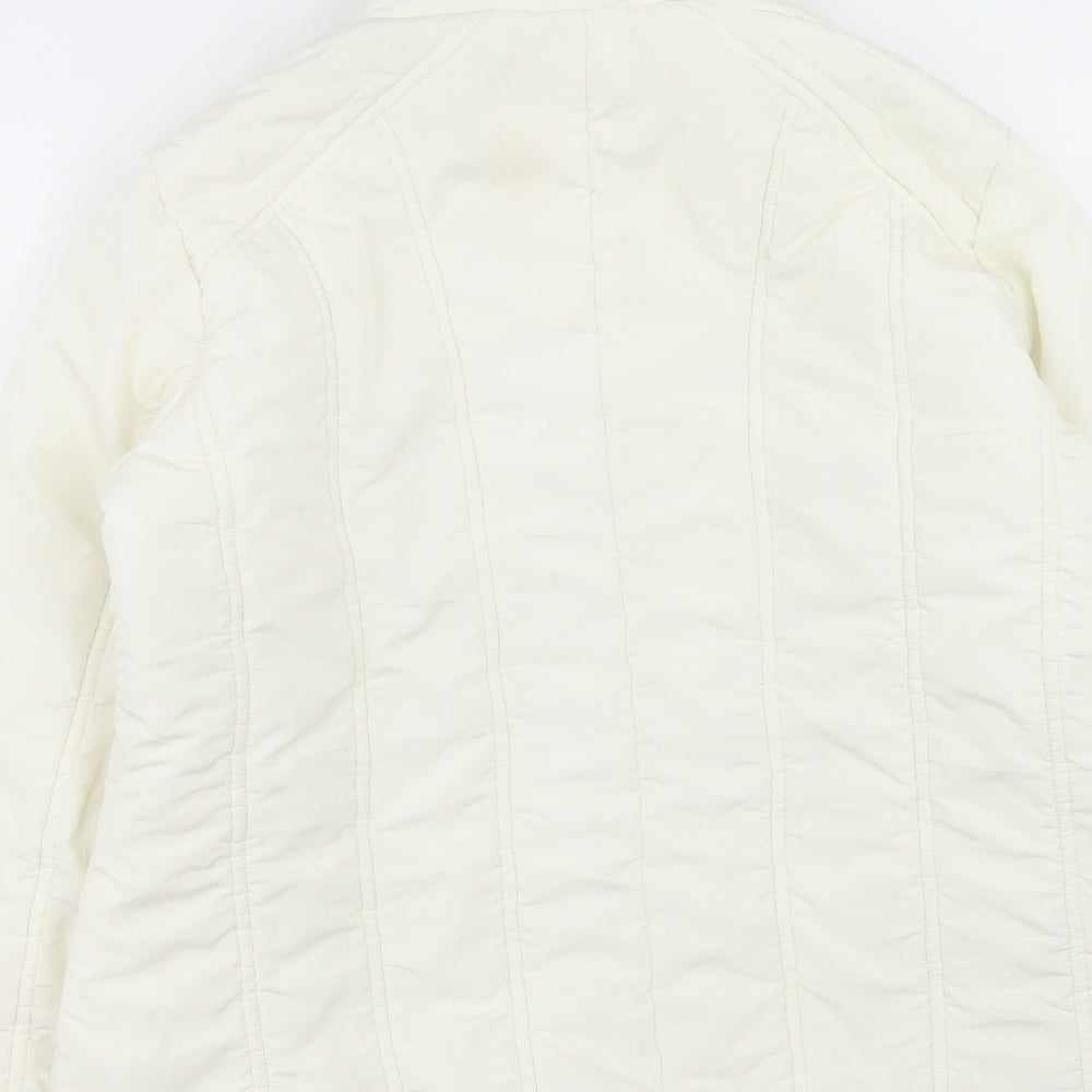 BHS Womens White Quilted Jacket Size 14 Zip
