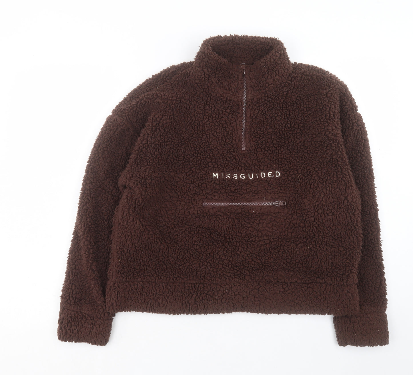 Missguided Womens Brown Polyester Pullover Sweatshirt Size 14 Zip