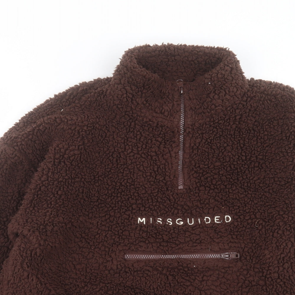 Missguided Womens Brown Polyester Pullover Sweatshirt Size 14 Zip