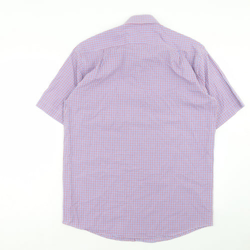 Marks and Spencer Mens Multicoloured Plaid Cotton Button-Up Size 15.5 Collared Button