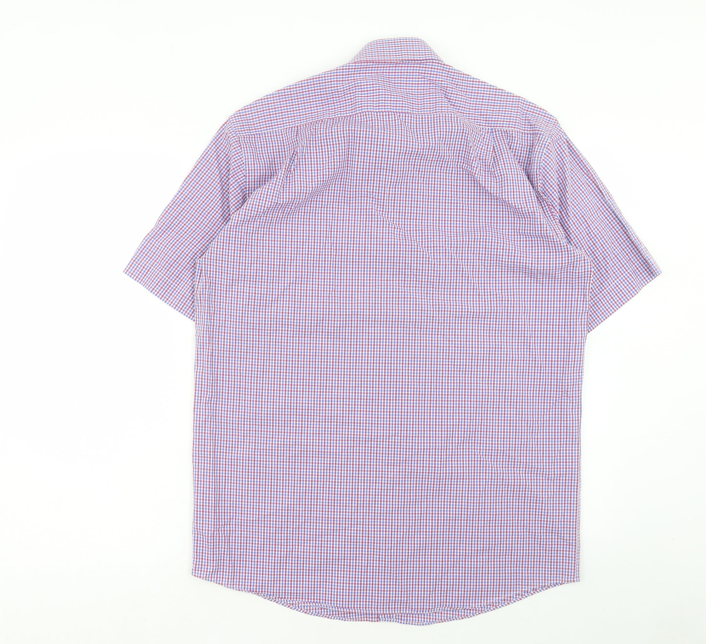 Marks and Spencer Mens Multicoloured Plaid Cotton Button-Up Size 15.5 Collared Button