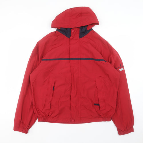 Nautica Mens Red Rain Coat Coat Size M Zip