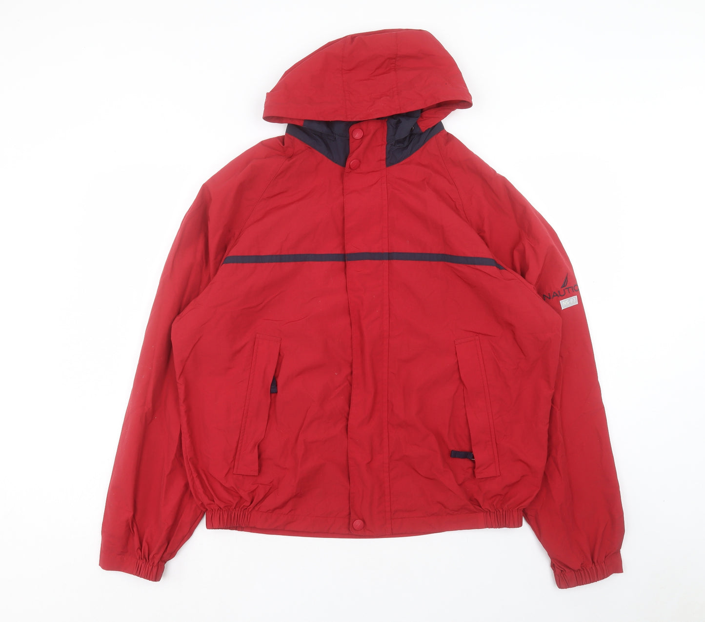 Nautica Mens Red Rain Coat Coat Size M Zip