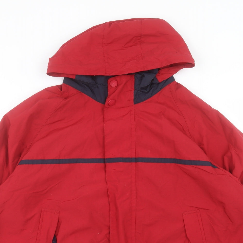 Nautica Mens Red Rain Coat Coat Size M Zip