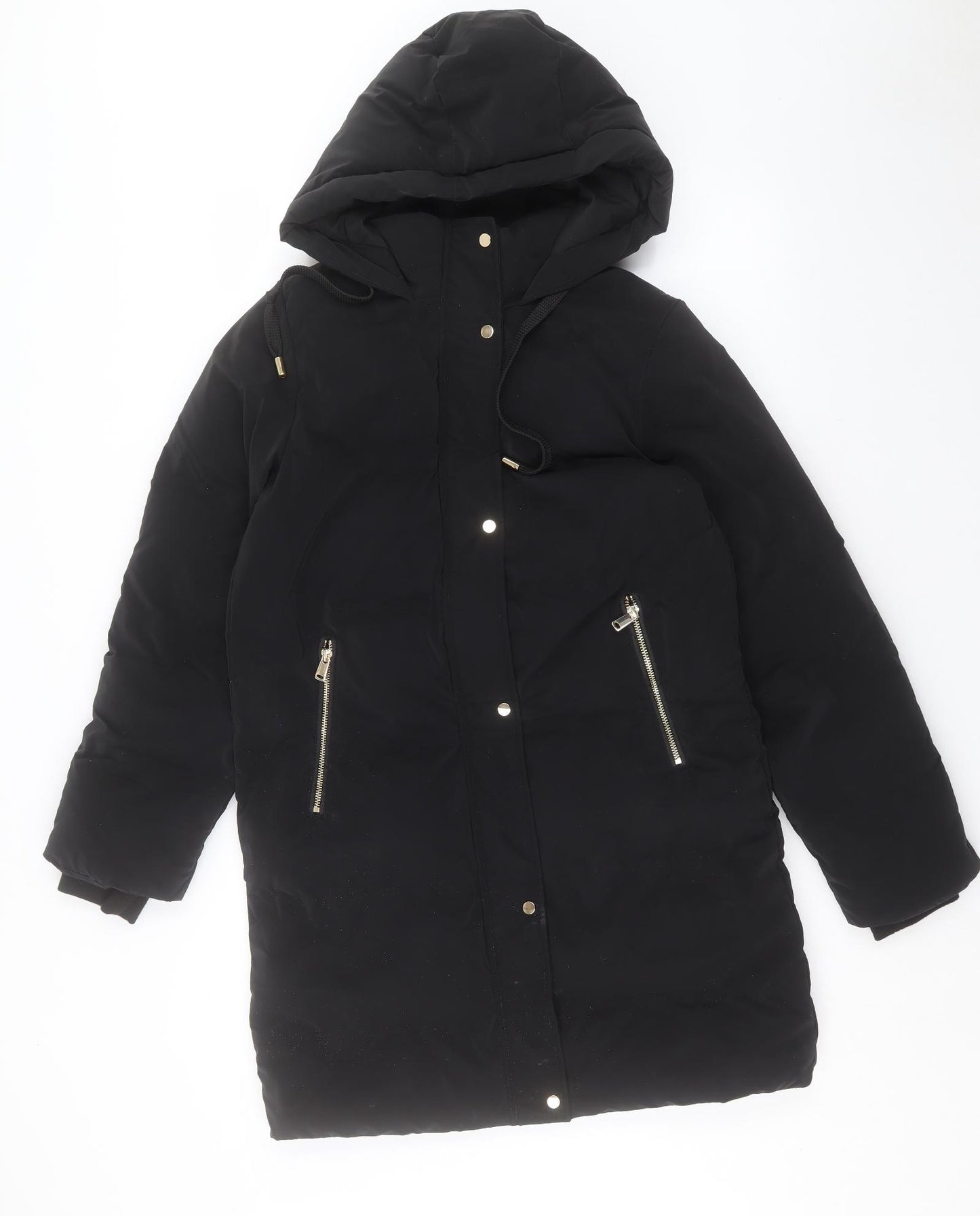 Zara Womens Black Puffer Jacket Coat Size XS Zip
