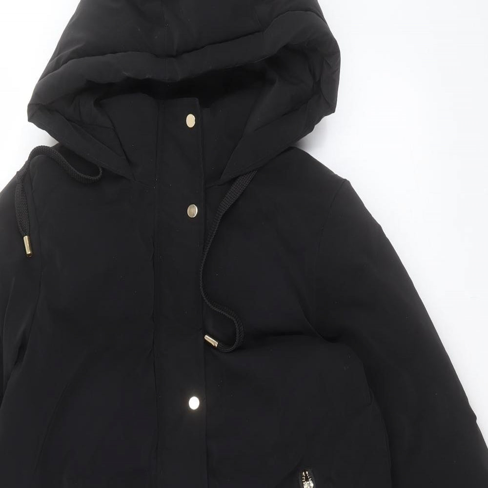 Zara Womens Black Puffer Jacket Coat Size XS Zip