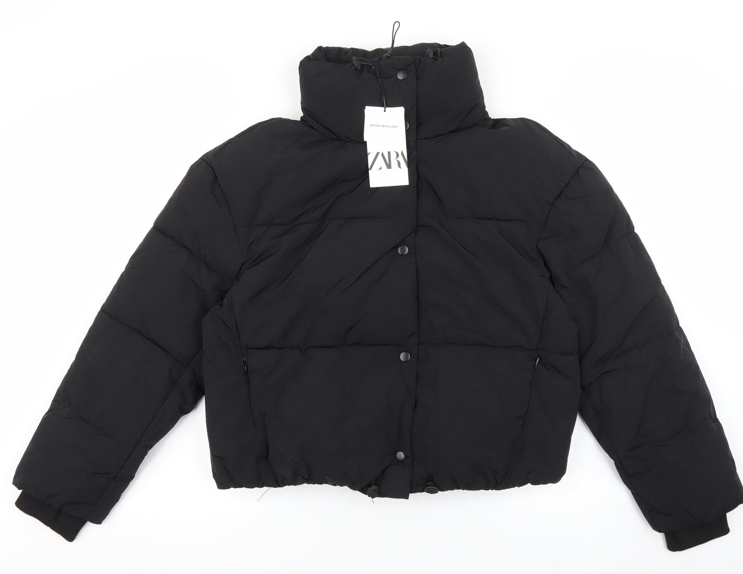 Zara Womens Black Puffer Jacket Jacket Size S Zip