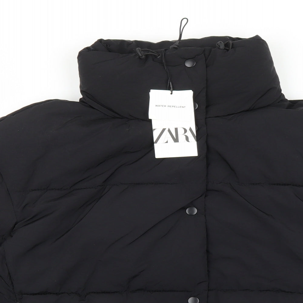 Zara Womens Black Puffer Jacket Jacket Size S Zip