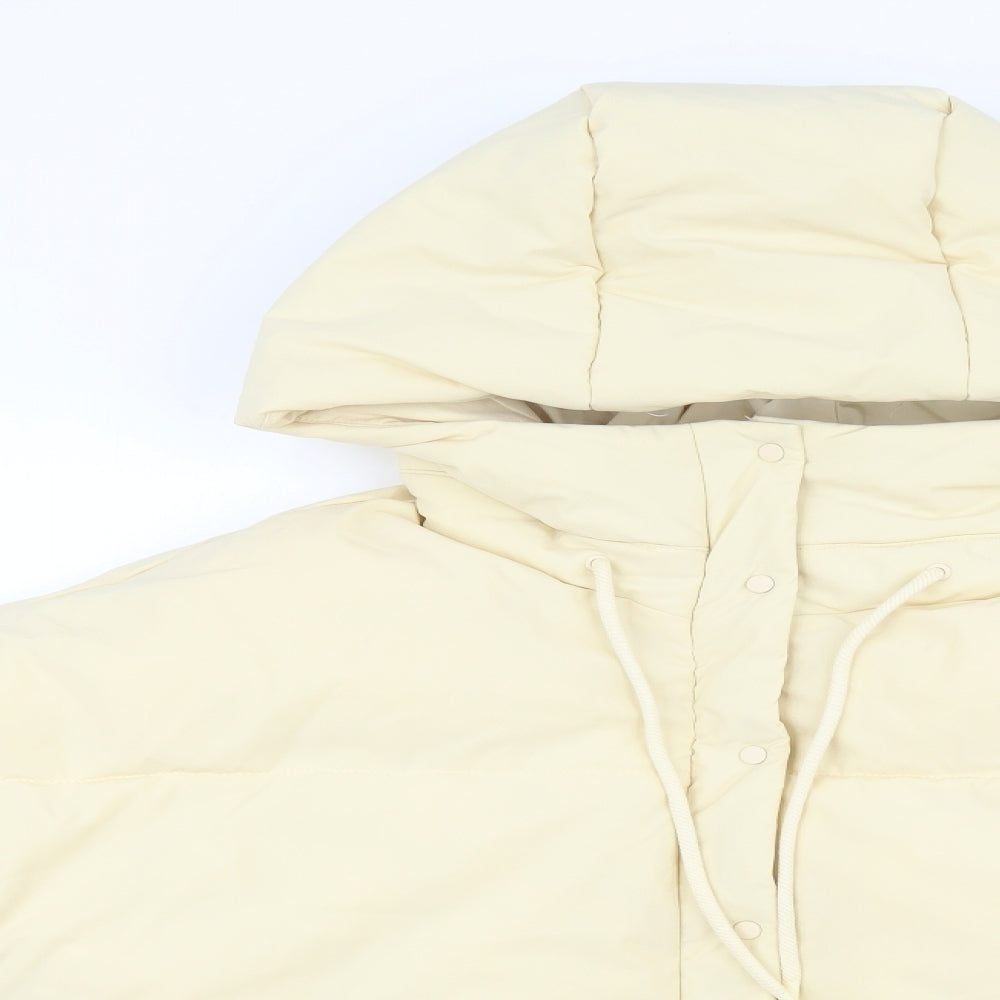 Zara Womens Yellow Puffer Jacket Coat Size M Zip