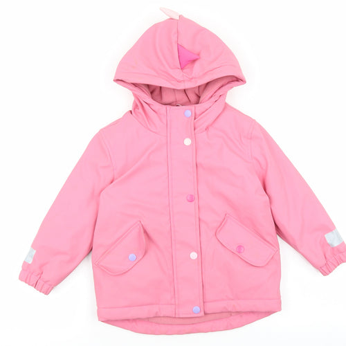 Nutmeg Girls Pink Rain Coat Coat Size 2-3 Years Zip - Dinosaur