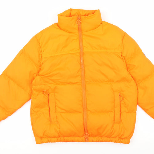 Zara Kids Boys Orange Puffer Jacket Coat Size S Zip