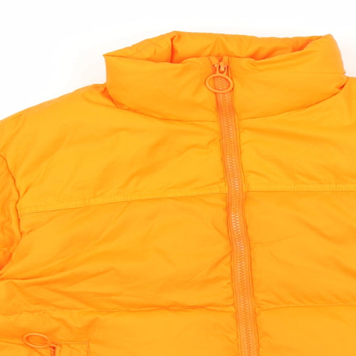 Zara Kids Boys Orange Puffer Jacket Coat Size S Zip