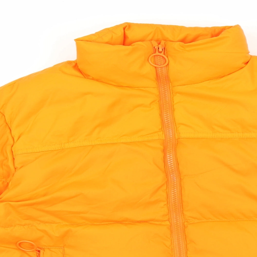 Zara Kids Boys Orange Puffer Jacket Coat Size S Zip