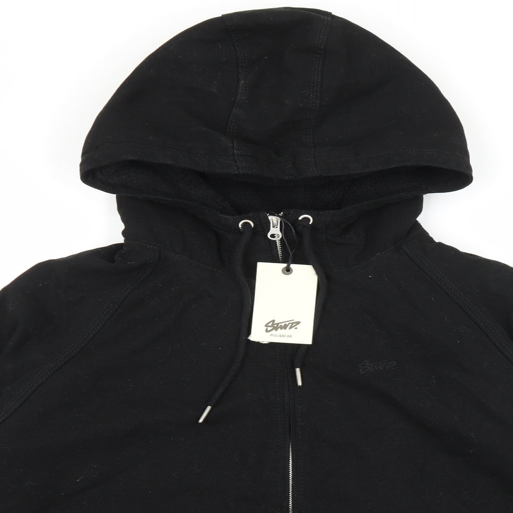 Pull&Bear Mens Black Jacket Size L Zip