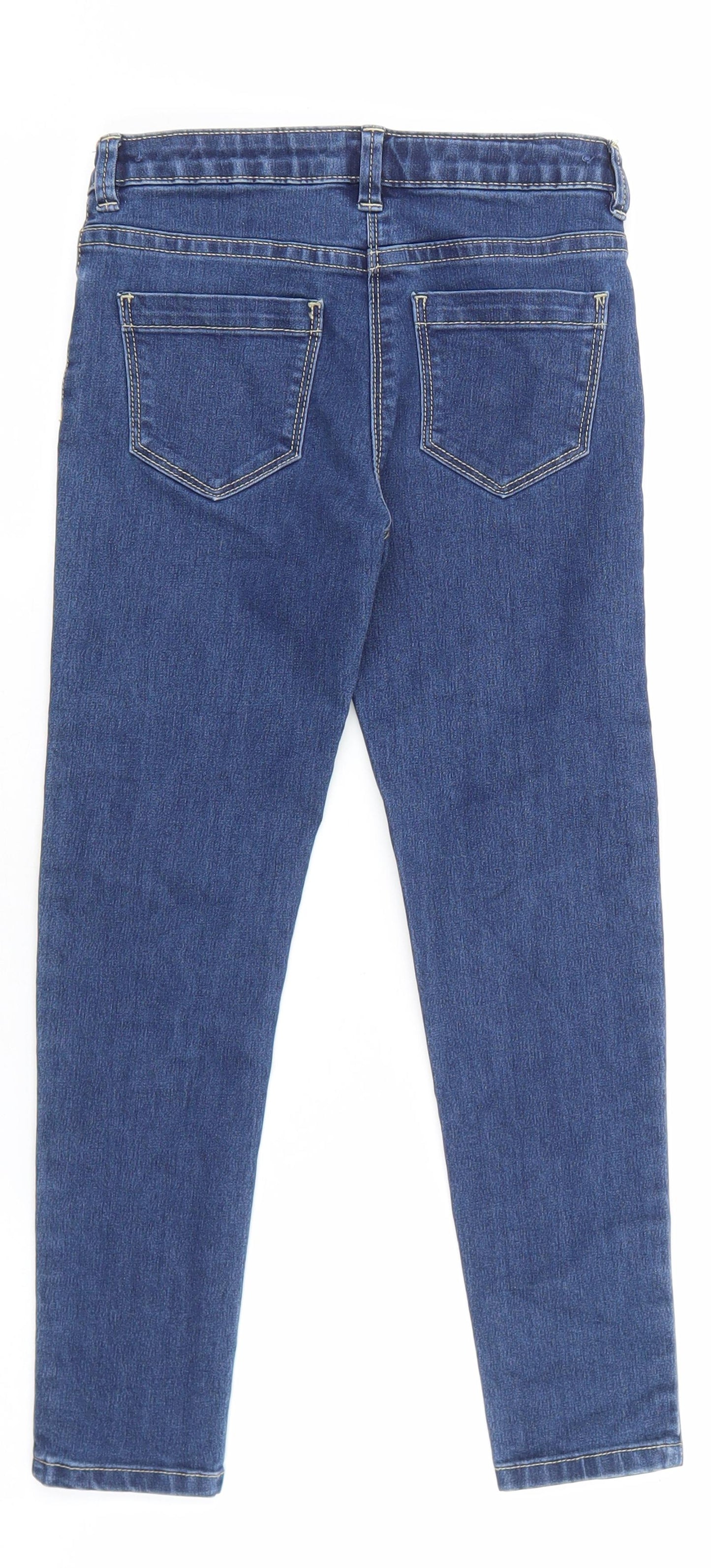 Nutmeg Girls Blue Cotton Skinny Jeans Size 7-8 Years L21 in Slim Zip