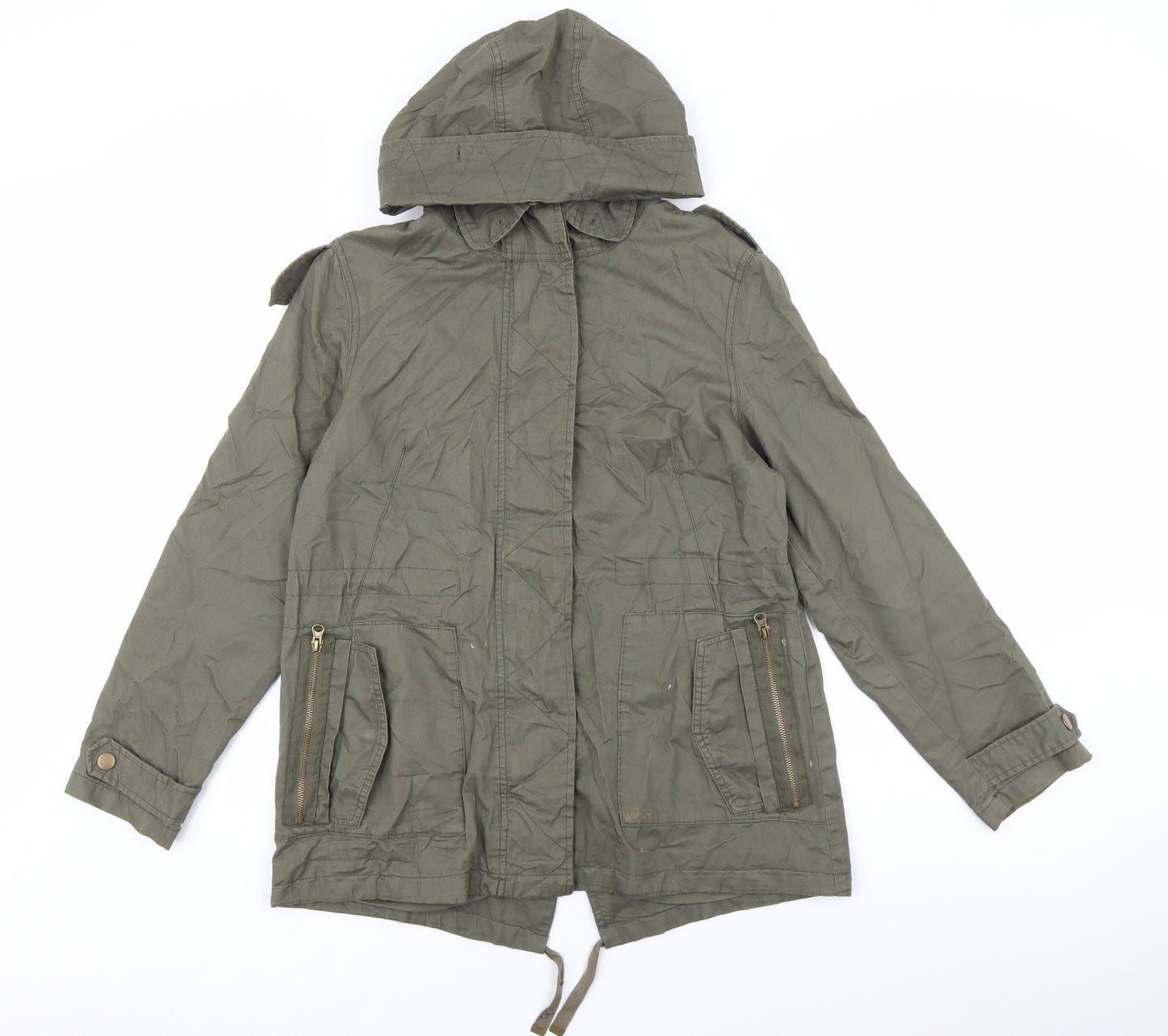 New Look Womens Green Jacket Coat Size 12 Zip