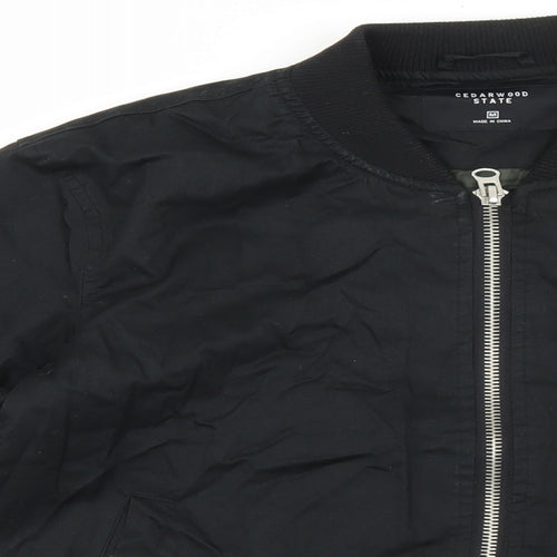 Cedar Wood State Mens Black Bomber Jacket Jacket Size M Zip