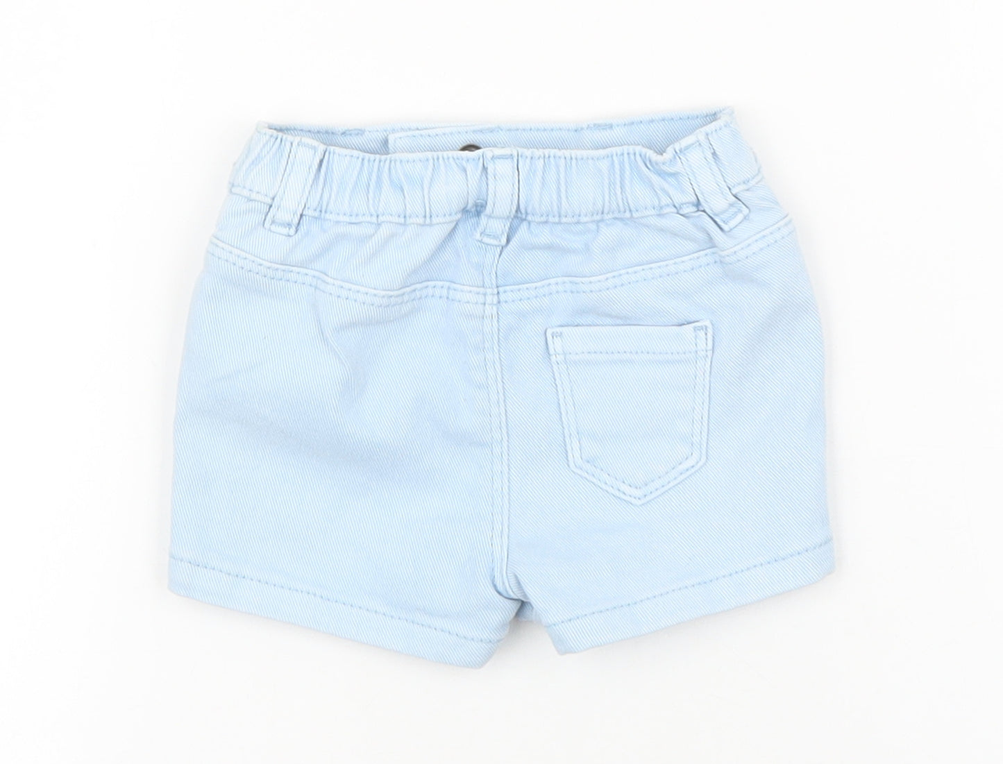 Marks and Spencer Girls Blue Cotton Cropped Trousers Size 0-3 Months Zip