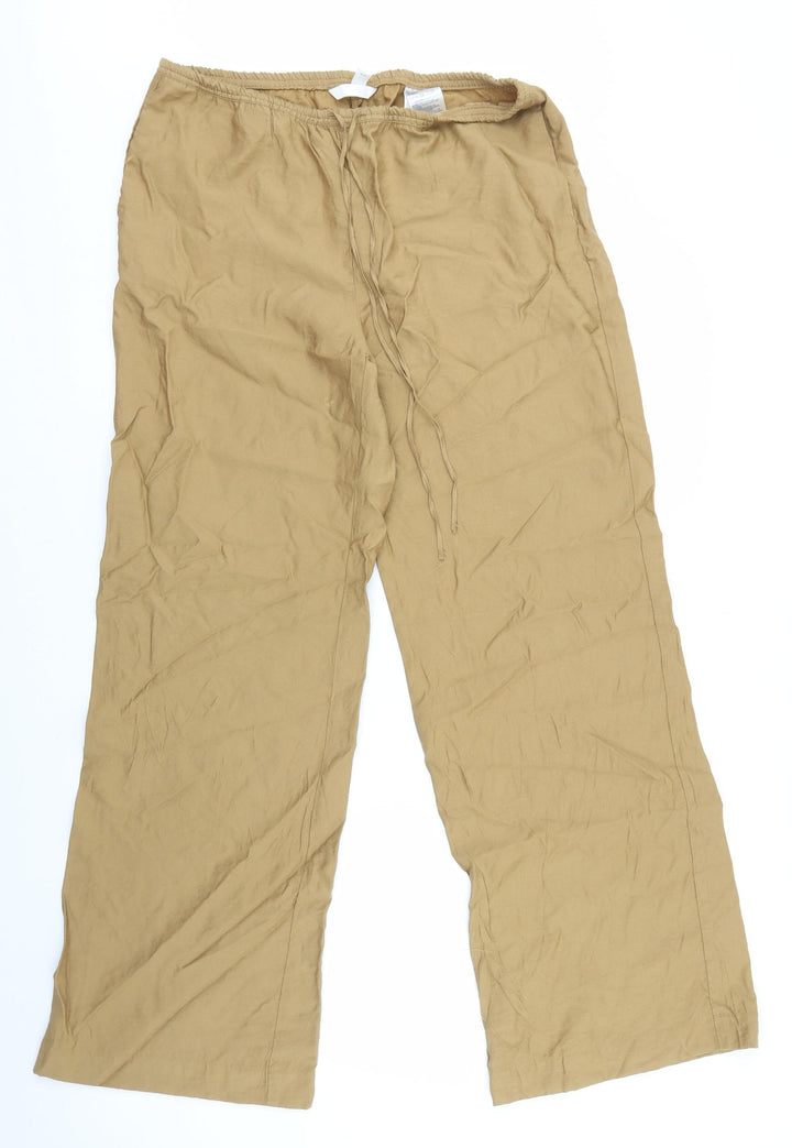 H&M Womens Brown Viscose Trousers Size M L30 in Regular Tie