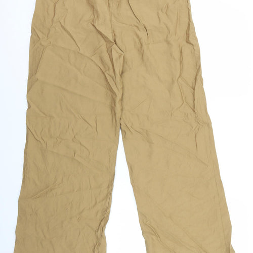 H&M Womens Brown Viscose Trousers Size M L30 in Regular Tie