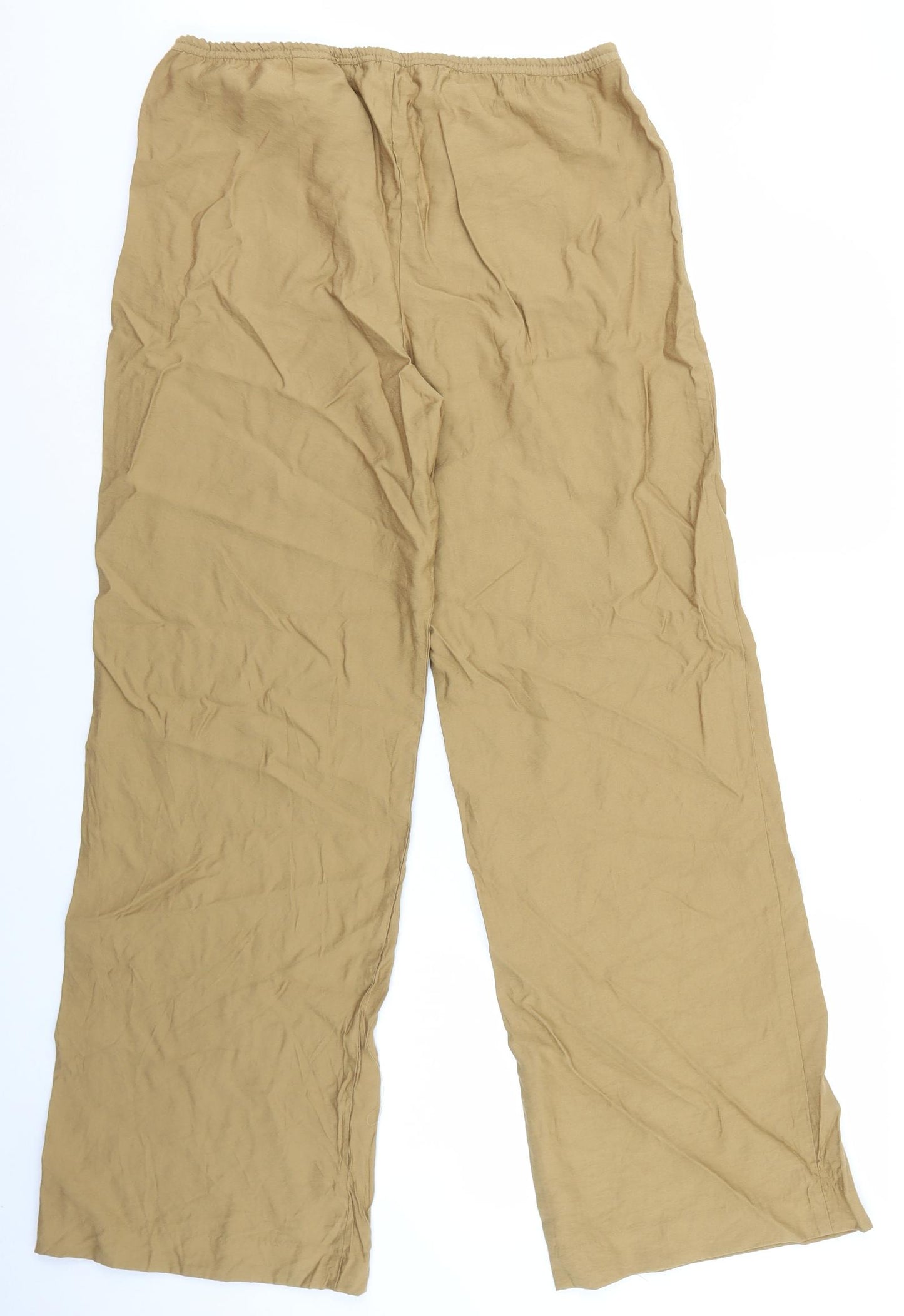 H&M Womens Brown Viscose Trousers Size M L30 in Regular Tie