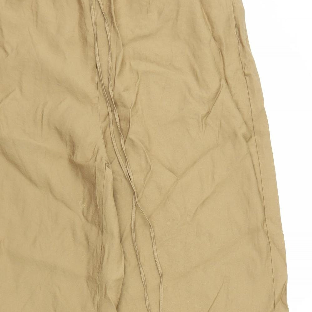 H&M Womens Brown Viscose Trousers Size M L30 in Regular Tie