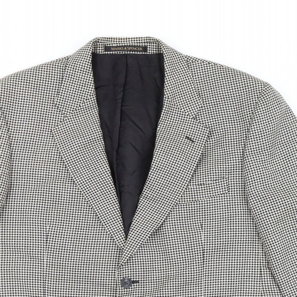 Marks and Spencer Mens Multicoloured Houndstooth Wool Jacket Suit Jacket Size 42