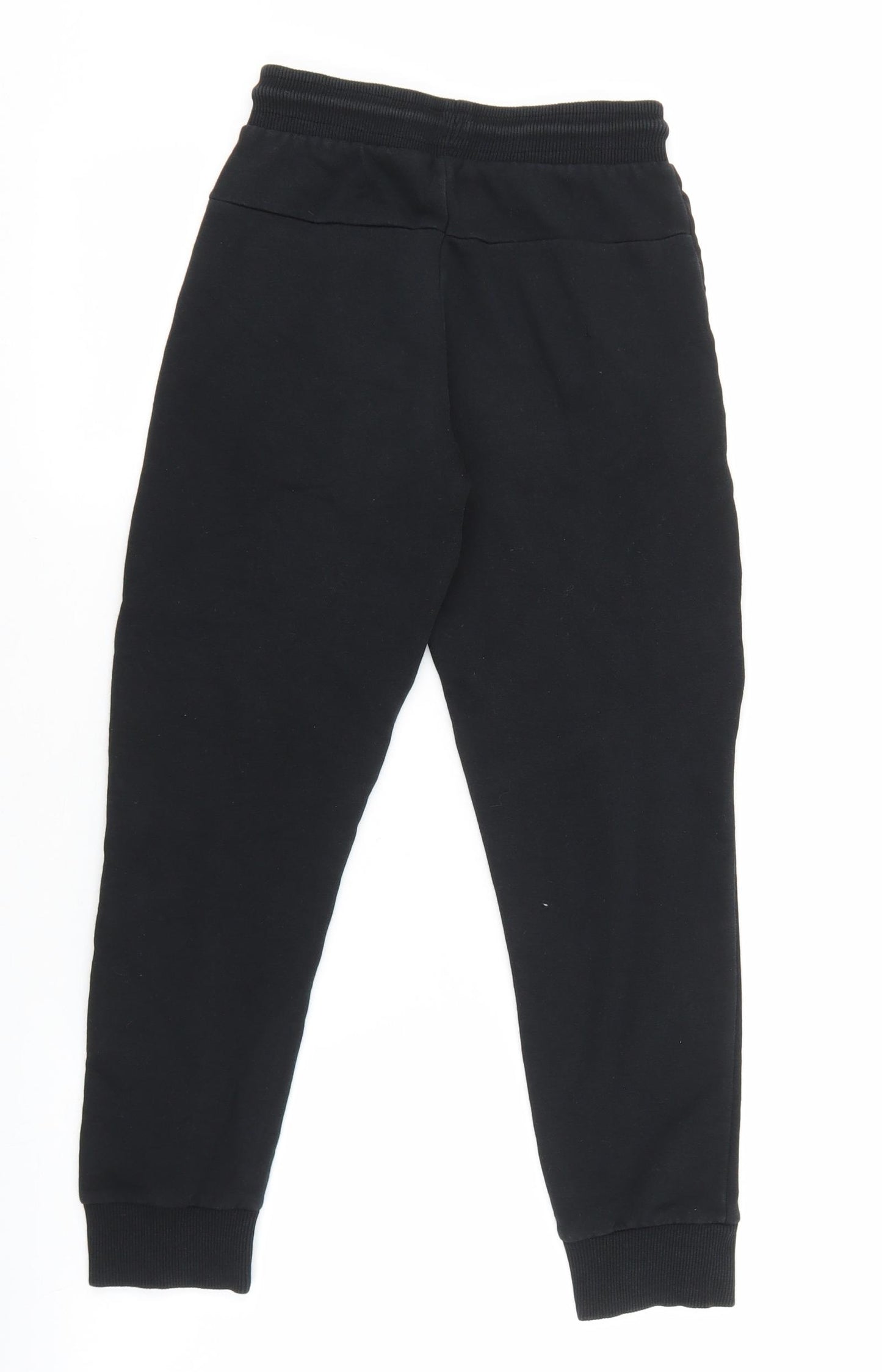 Nutmeg Boys Black Cotton Jogger Trousers Size 8-9 Years L23 in Regular Drawstring