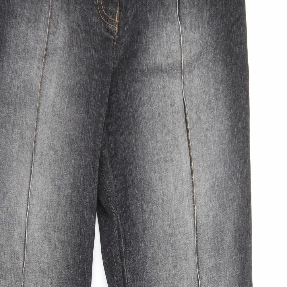 NEXT Womens Grey Cotton Bootcut Jeans Size 12 L31.5 in Regular Zip