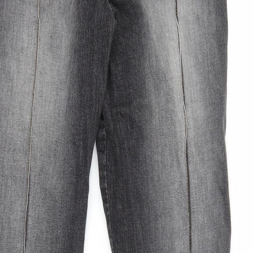 NEXT Womens Grey Cotton Bootcut Jeans Size 12 L31.5 in Regular Zip
