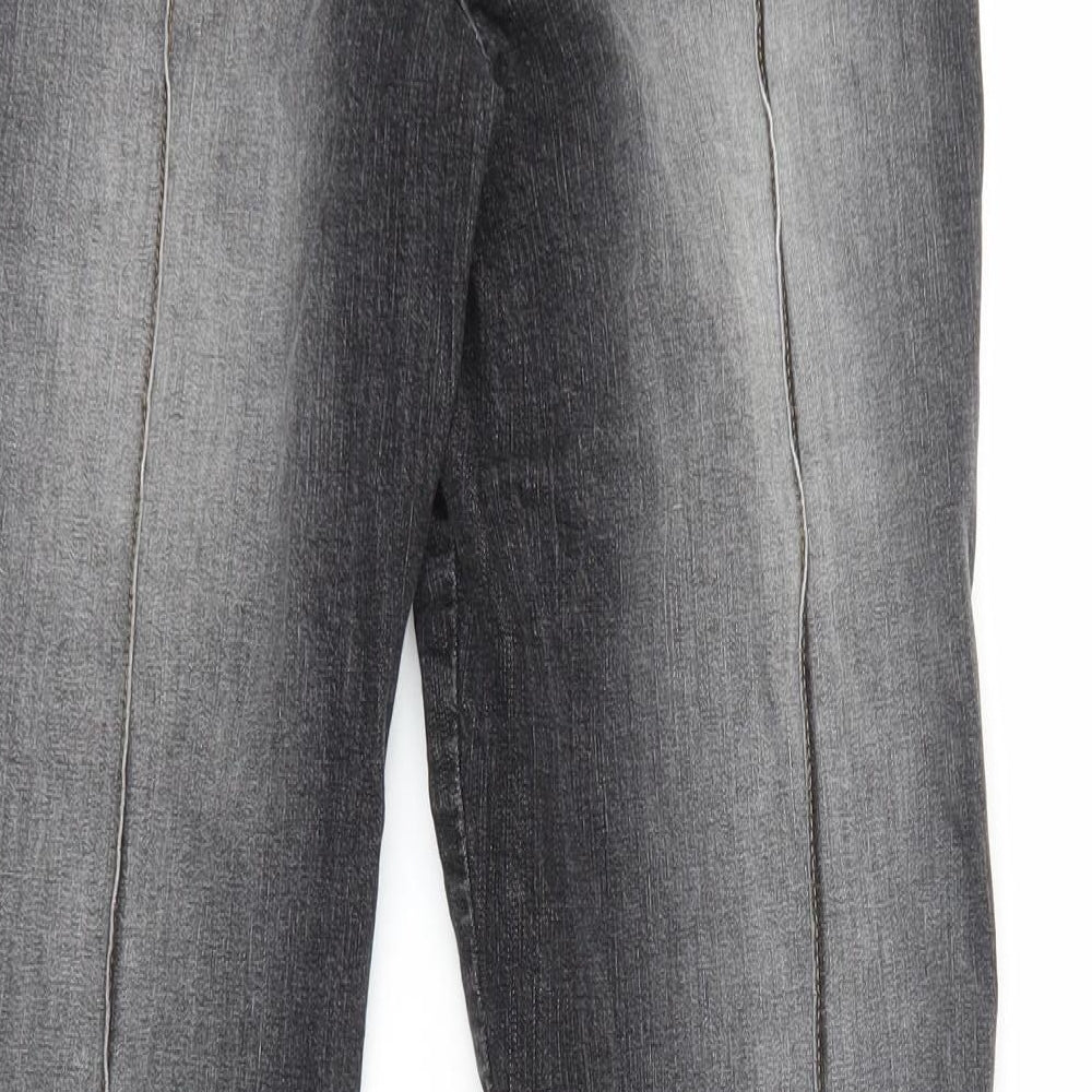 NEXT Womens Grey Cotton Bootcut Jeans Size 12 L31.5 in Regular Zip