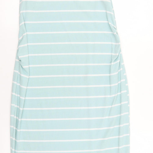 SheIn Womens Blue Striped Cotton Tank Dress Size L Round Neck Pullover