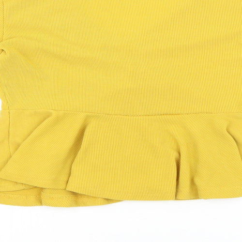 SheIn Womens Yellow Cotton Basic Blouse Size S V-Neck
