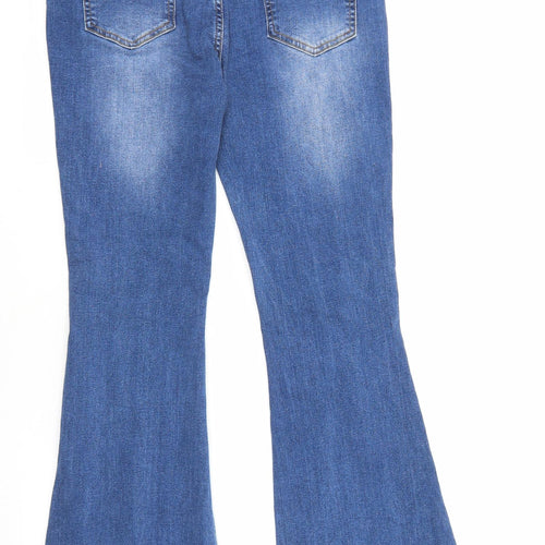 SheIn Womens Blue Cotton Bootcut Jeans Size L L31.5 in Regular Zip