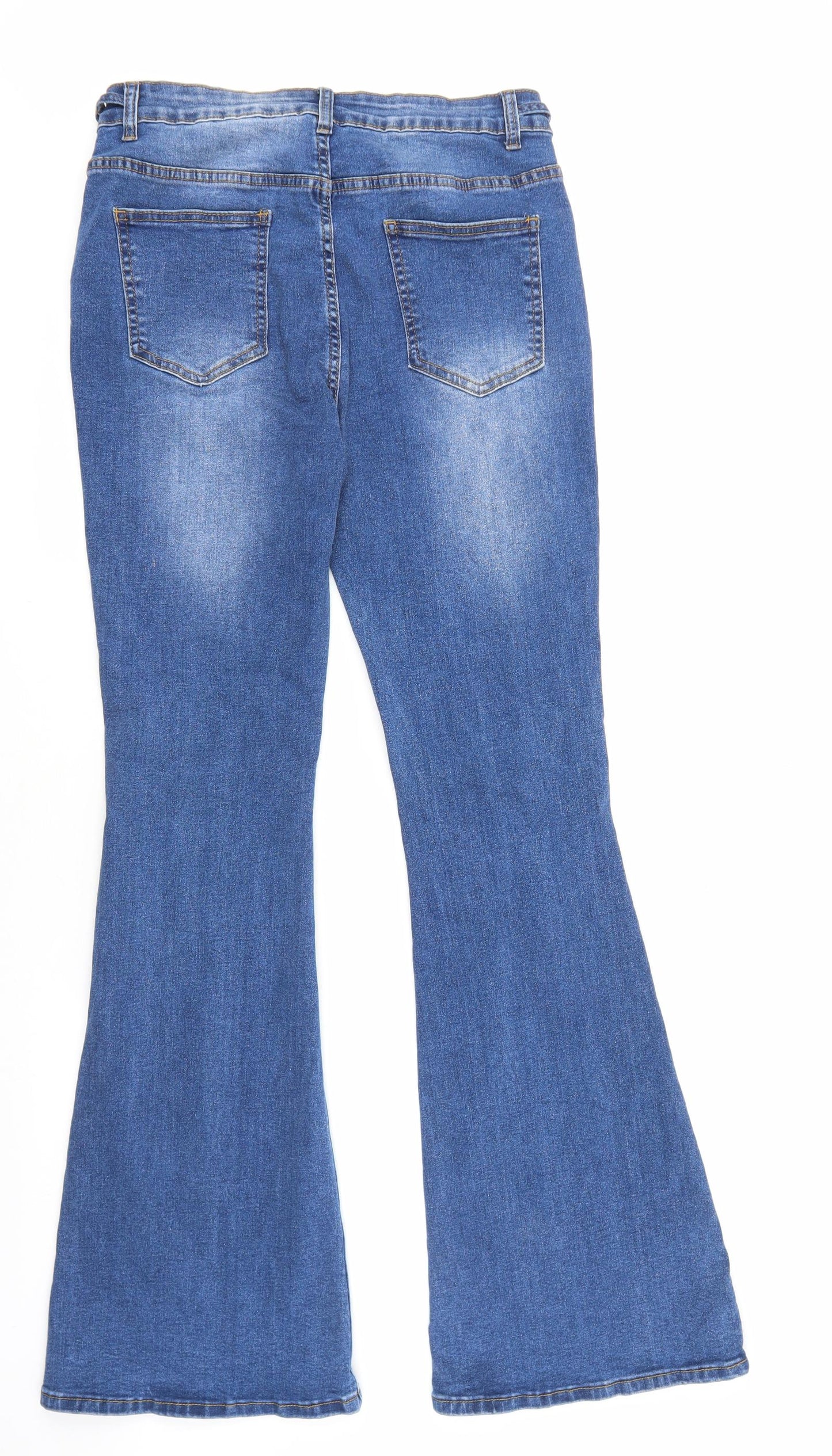 SheIn Womens Blue Cotton Bootcut Jeans Size L L31.5 in Regular Zip
