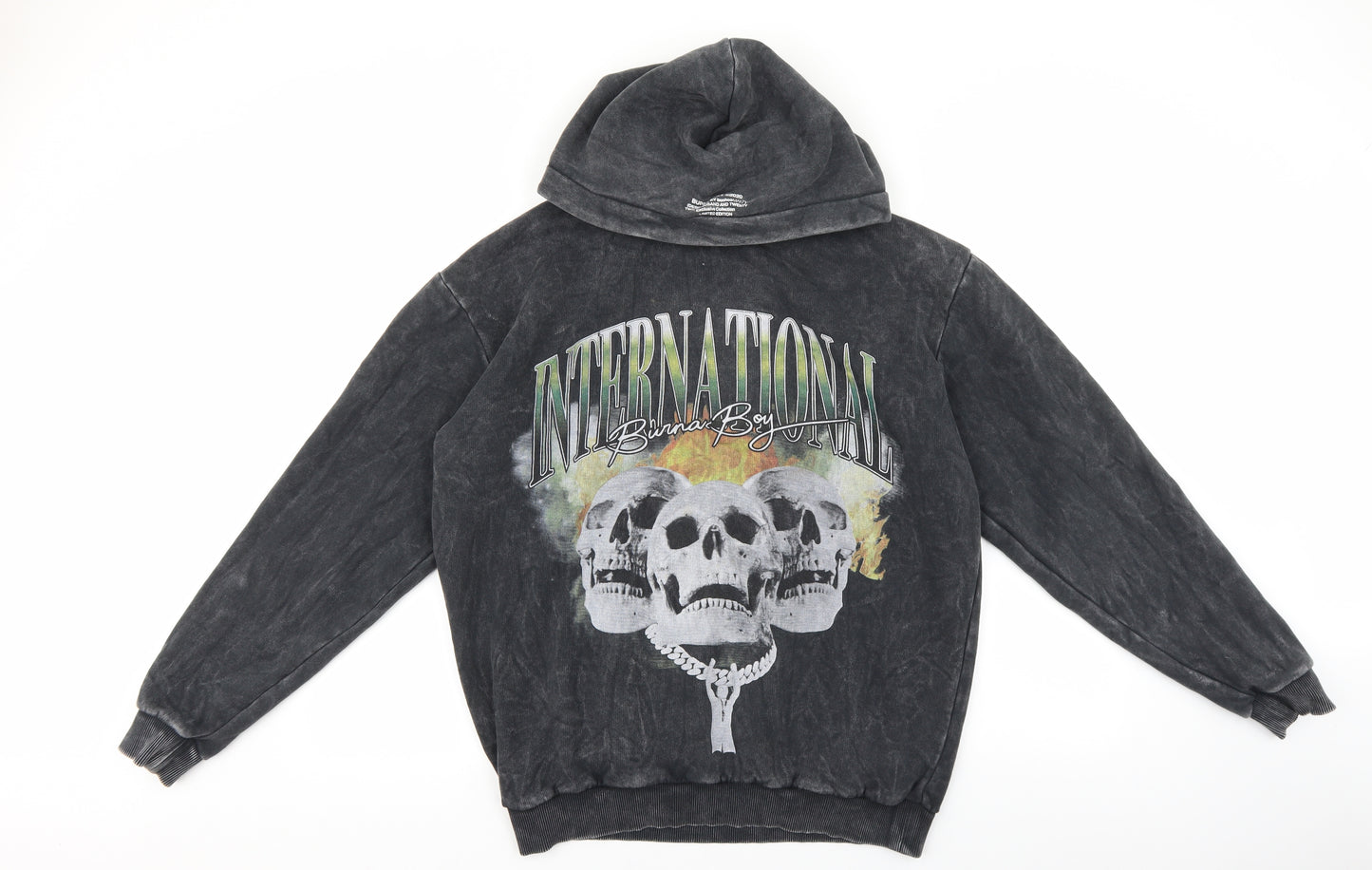 Boohoo Mens Grey Cotton Pullover Hoodie Size S - International Burna Boy
