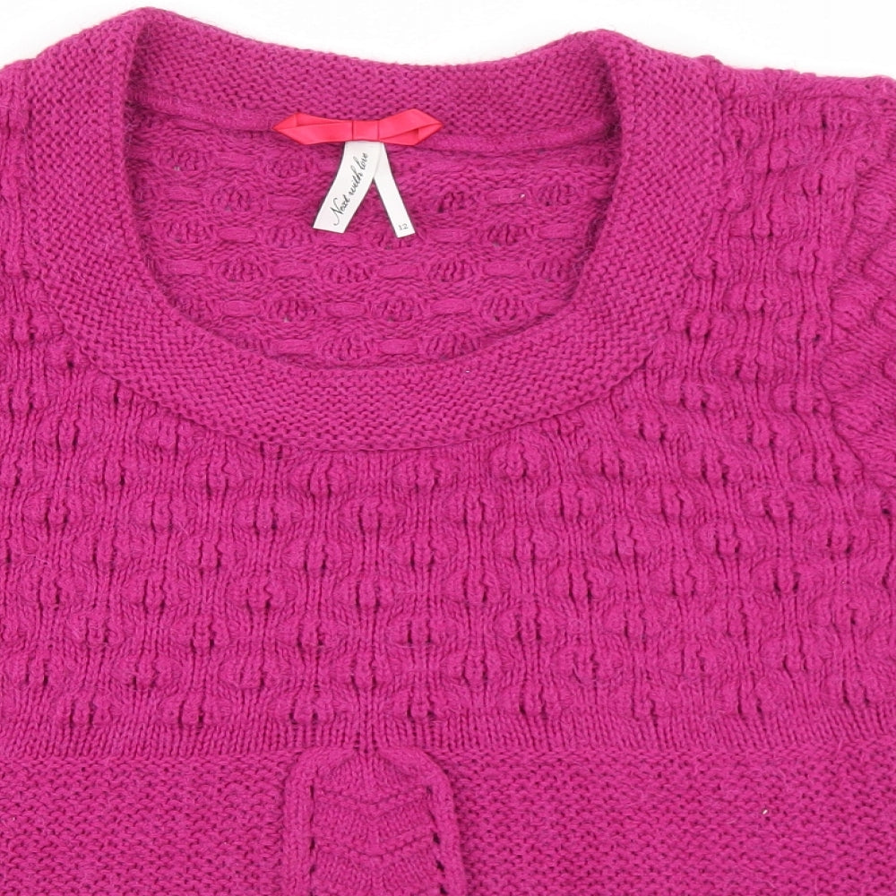 NEXT Womens Pink Scoop Neck Acrylic Pullover Jumper Size 12