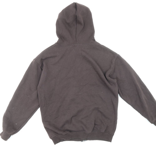 PRETTYLITTLETHING Womens Brown Cotton Full Zip Hoodie Size 6 Zip