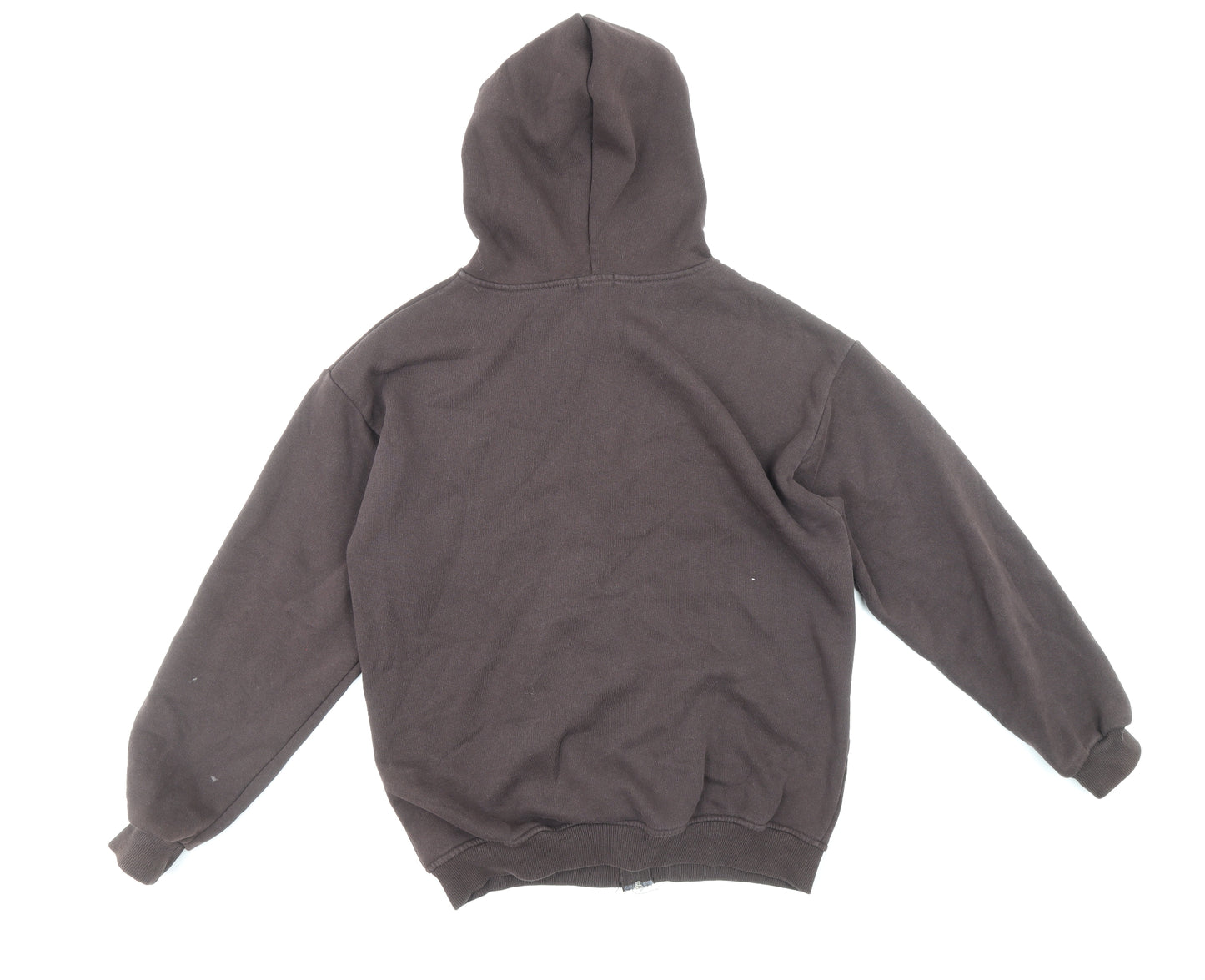 PRETTYLITTLETHING Womens Brown Cotton Full Zip Hoodie Size 6 Zip