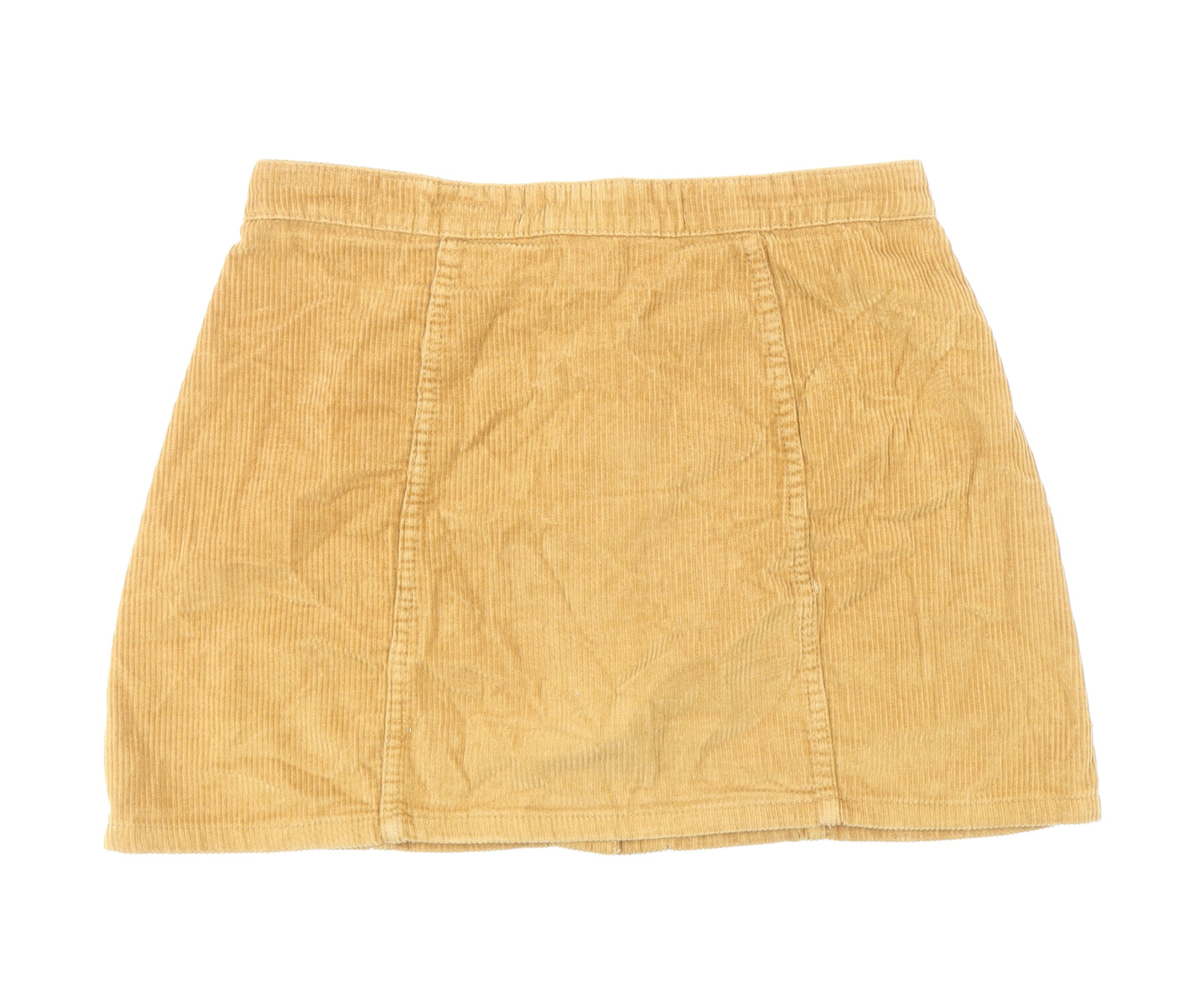 Denim Co. Womens Yellow Cotton Mini Skirt Size 12 Button