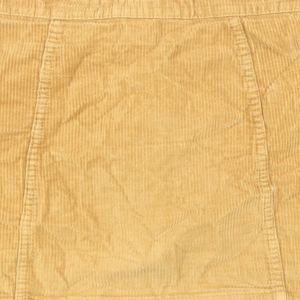 Denim Co. Womens Yellow Cotton Mini Skirt Size 12 Button