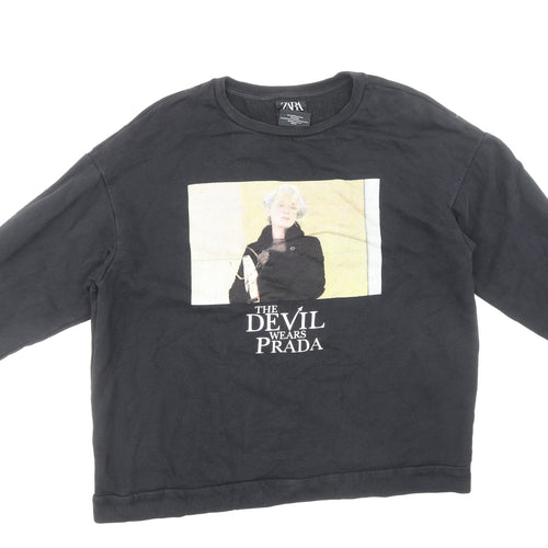 Zara Womens Black Polyester Pullover Sweatshirt Size L Pullover - The Devil Wears Prada