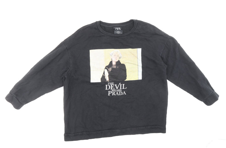 Zara Womens Black Polyester Pullover Sweatshirt Size L Pullover - The Devil Wears Prada